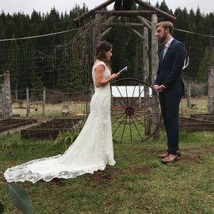 Classy Custom Off-White Lace Mermaid Wedding Dress